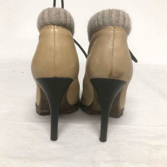WITTNER Leather Lace Up Winter Knit Heeled Ankle Boots - Picture 4 of 6